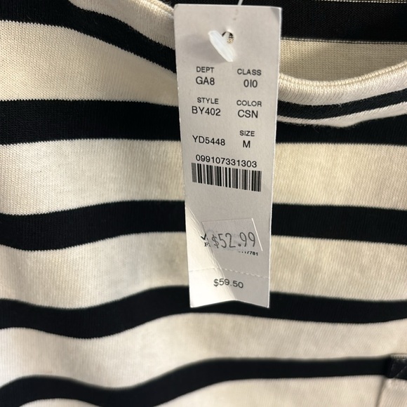 Black & Cream stripe J Crew Cotton Blouse NWT - Picture 3 of 3